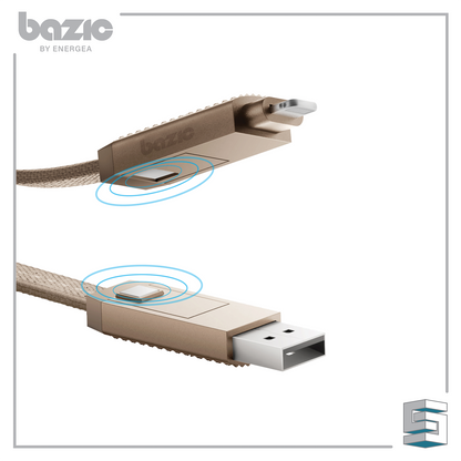 USB-C + Lightning + USB-A Cable - ENERGEA Bazic Alucable 100CM Global Synergy Concepts