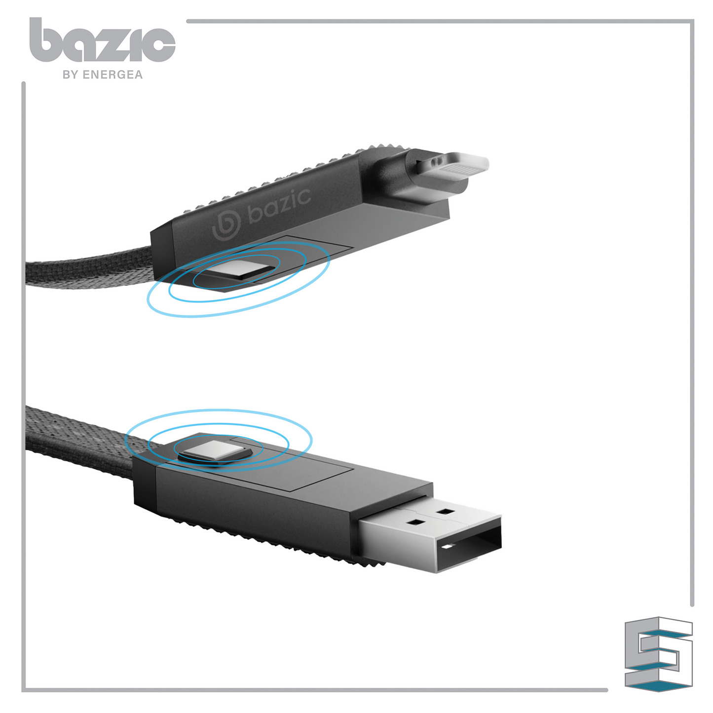 USB-C + Lightning + USB-A Cable - ENERGEA Bazic Alucable 100CM Global Synergy Concepts