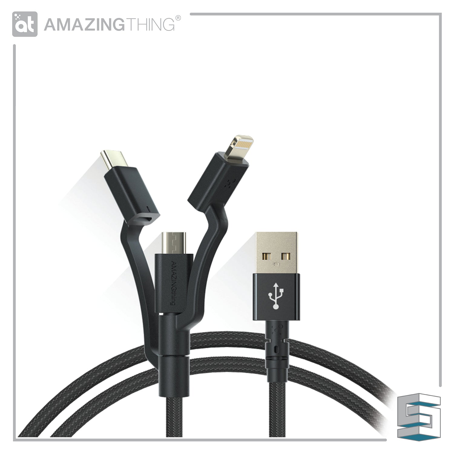 Charge & Sync 3-in-1 Cable - AMAZINGTHING Power Max Plus 3-in-1 1.2m Global Synergy Concepts