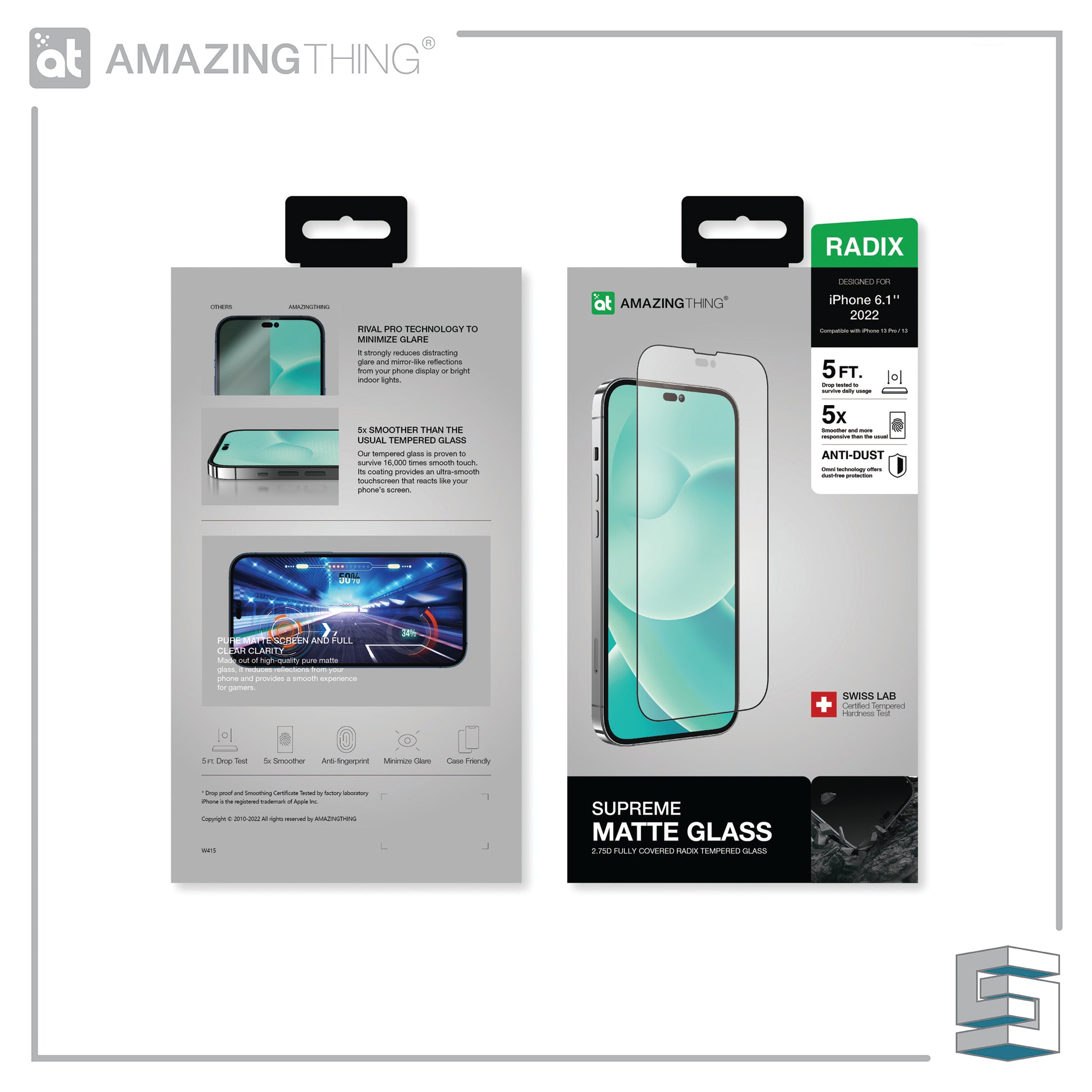 Tempered Glass for Apple iPhone 14 series - AMAZINGTHING RADIX SupremeGlass 2.75D 0.3mm Matte Full Glass Global Synergy Concepts
