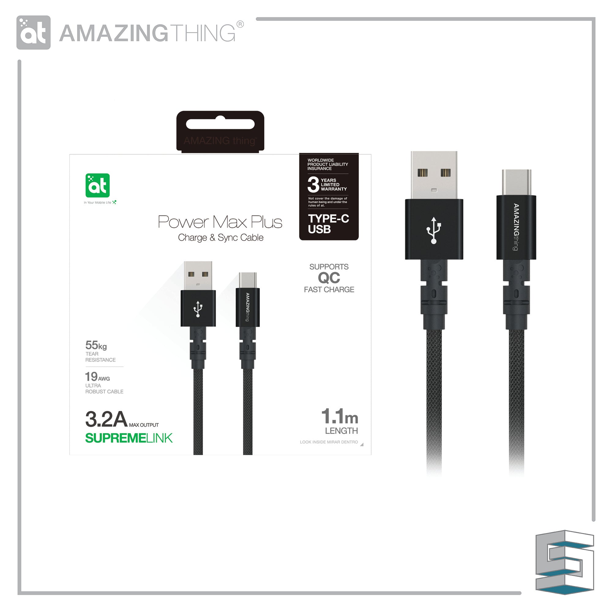 Charge & Sync USB-C to USB-A Cable - AMAZINGTHING Power Max Plus 1.1m ...